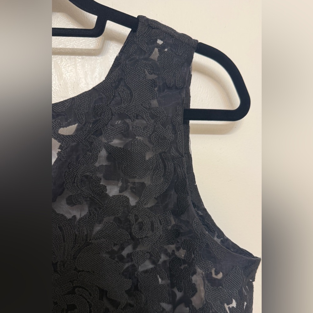 Banana Republic Black Lace Tank Top Sleeveless Floral Sheer Shell Small S - Picture 6 of 9